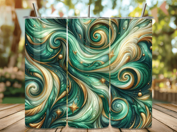 Download Emerald Gold Abstract Swirl Tumbler Wrap - Premium Resources