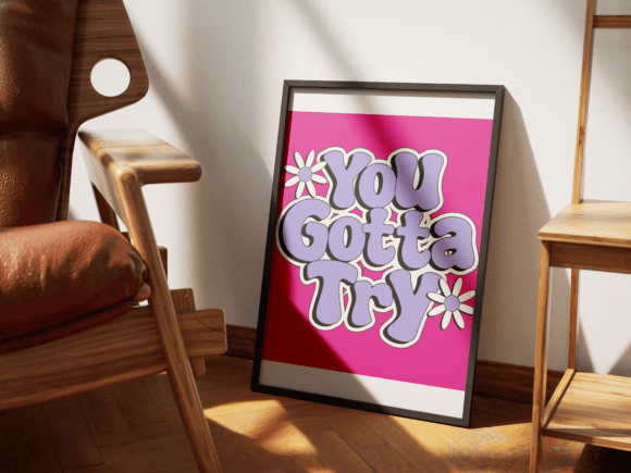 Download You Gotta Try Retro Print Template - Premium Bundle