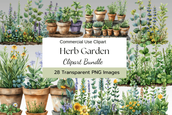 Download Herb Garden Watercolor Clipart - Garden Collection