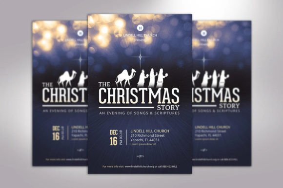 Download Blue Christmas Story Flyer Template Word - Flyer Collection
